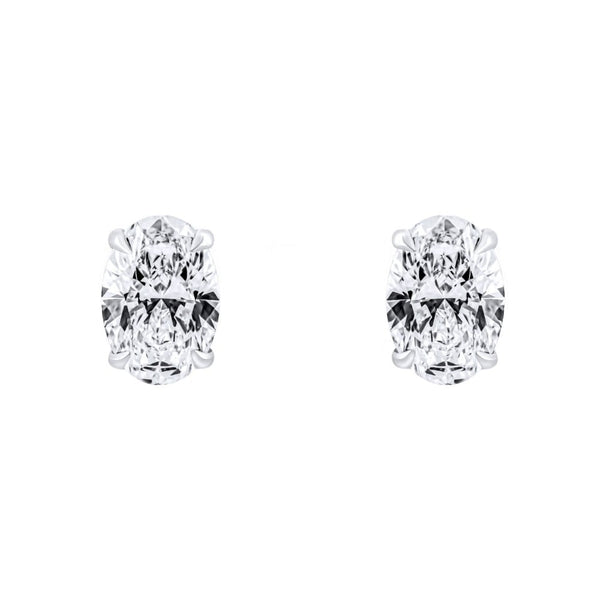 Lab grown platinum 1.52ct D VVS2 oval diamond stud earrings