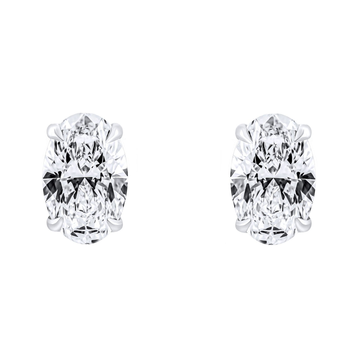Lab grown platinum 3.00ct D VVS2 oval diamond stud earrings
