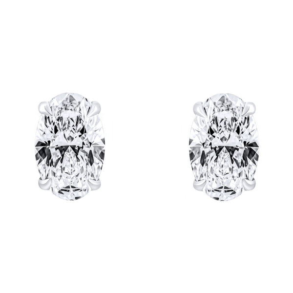 Lab grown platinum 3.00ct D VVS2 oval diamond stud earrings