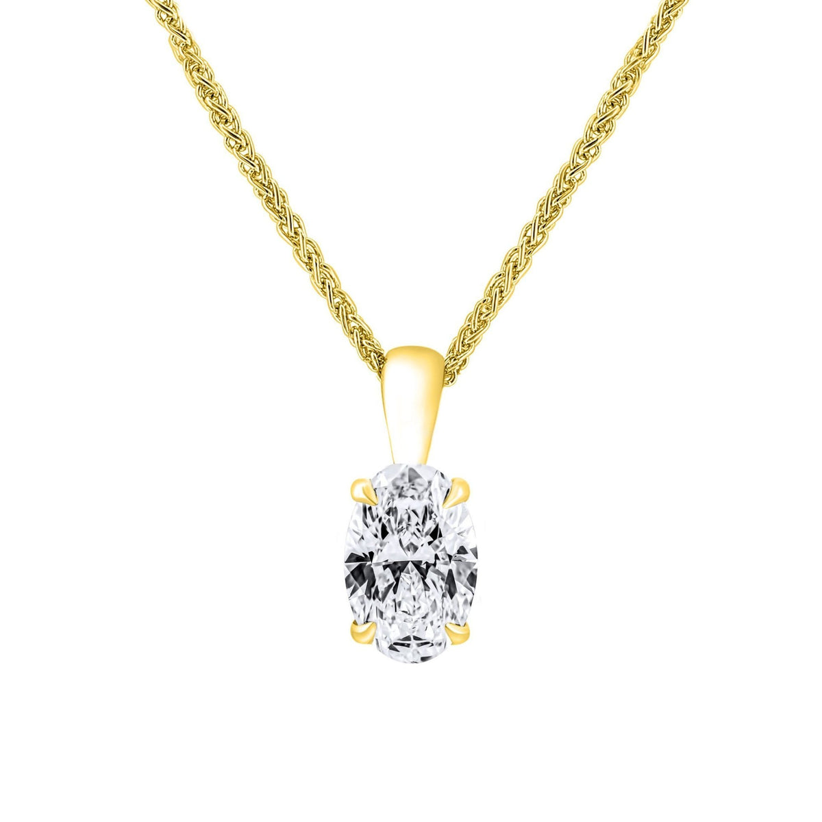 LG 18ct yellow gold 1.50ct D VVS2 IGI oval cut diamond pendant