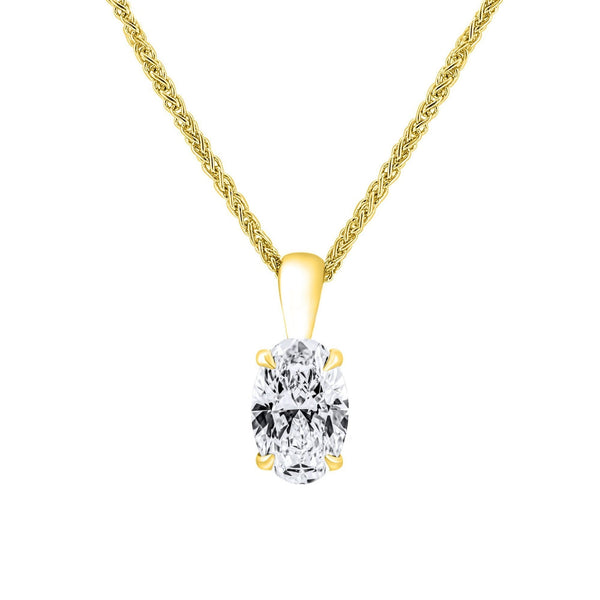LG 18ct yellow gold 1.50ct D VVS2 IGI oval cut diamond pendant
