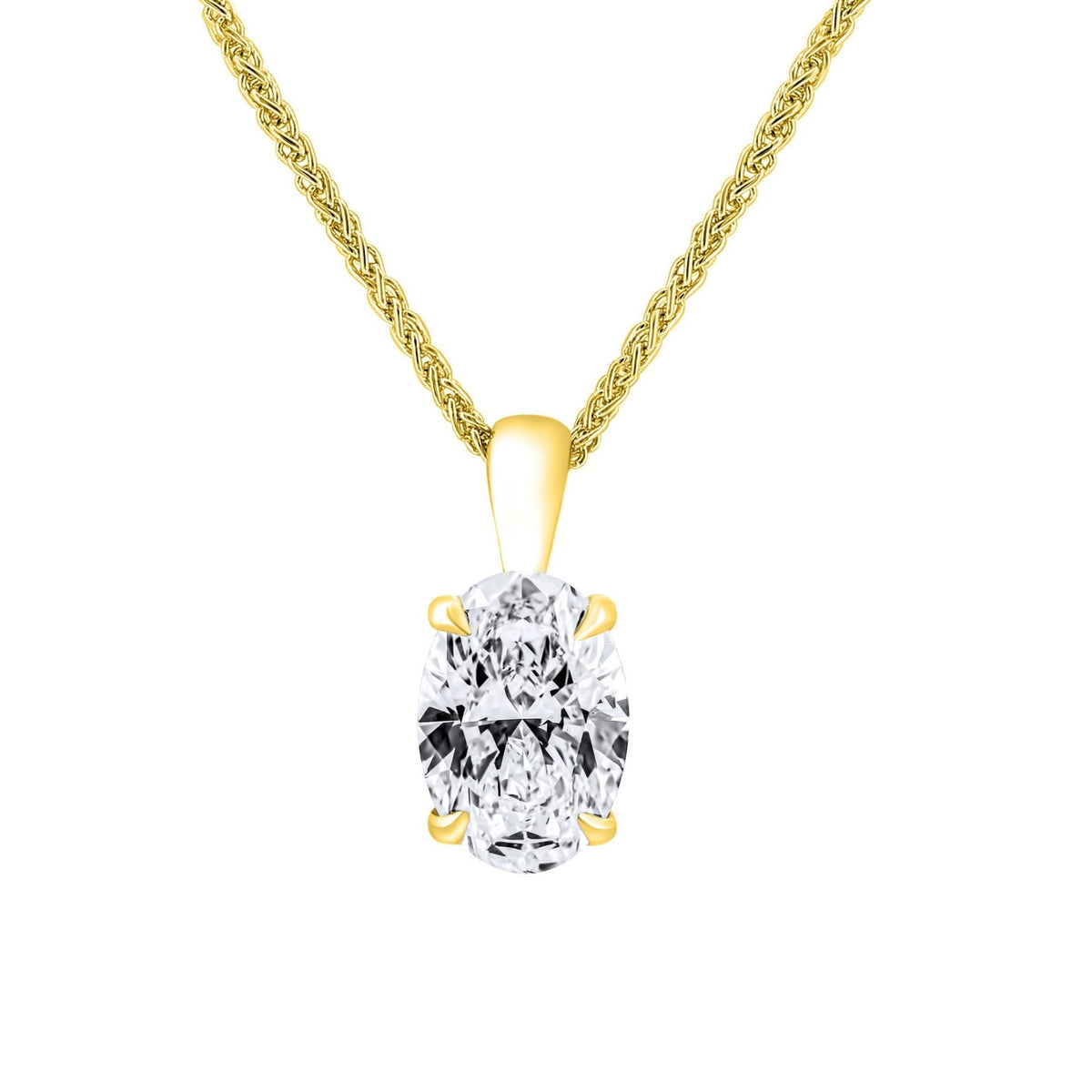 LG 18ct yellow gold 3.00ct D VVS2 IGI oval cut diamond pendant