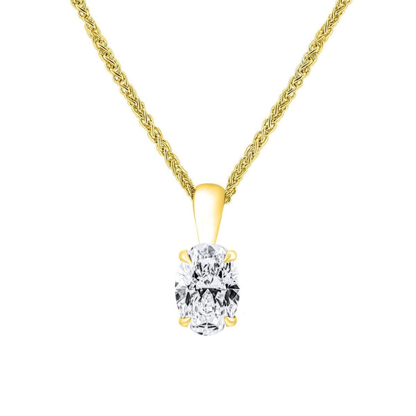 LG 18ct yellow gold 1.00ct D VVS2 IGI oval cut diamond pendant