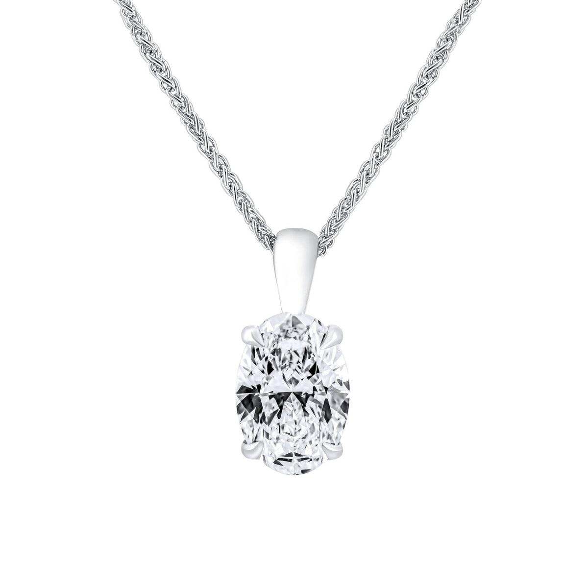 Lab Grown Platinum 3.07ct D Vvs2 Igi Oval Cut Diamond Pendant