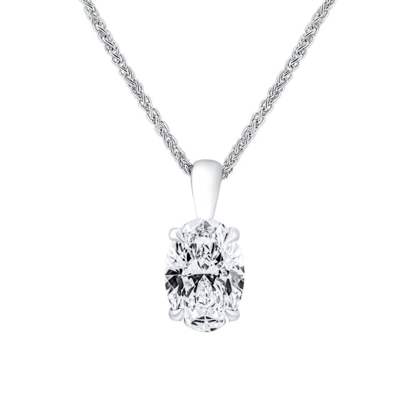 Lab Grown Platinum 3.07ct D Vvs2 Igi Oval Cut Diamond Pendant