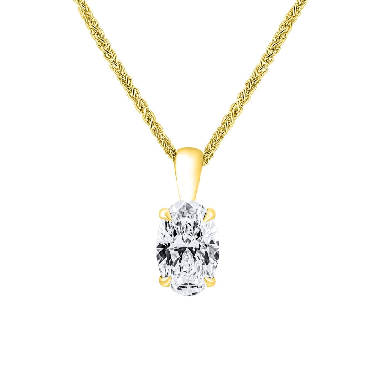 LG 18ct yellow gold 2.00ct D VVS2 IGI oval cut diamond pendant