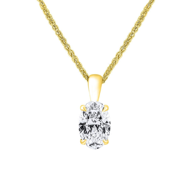 LG 18ct yellow gold 2.00ct D VVS2 IGI oval cut diamond pendant