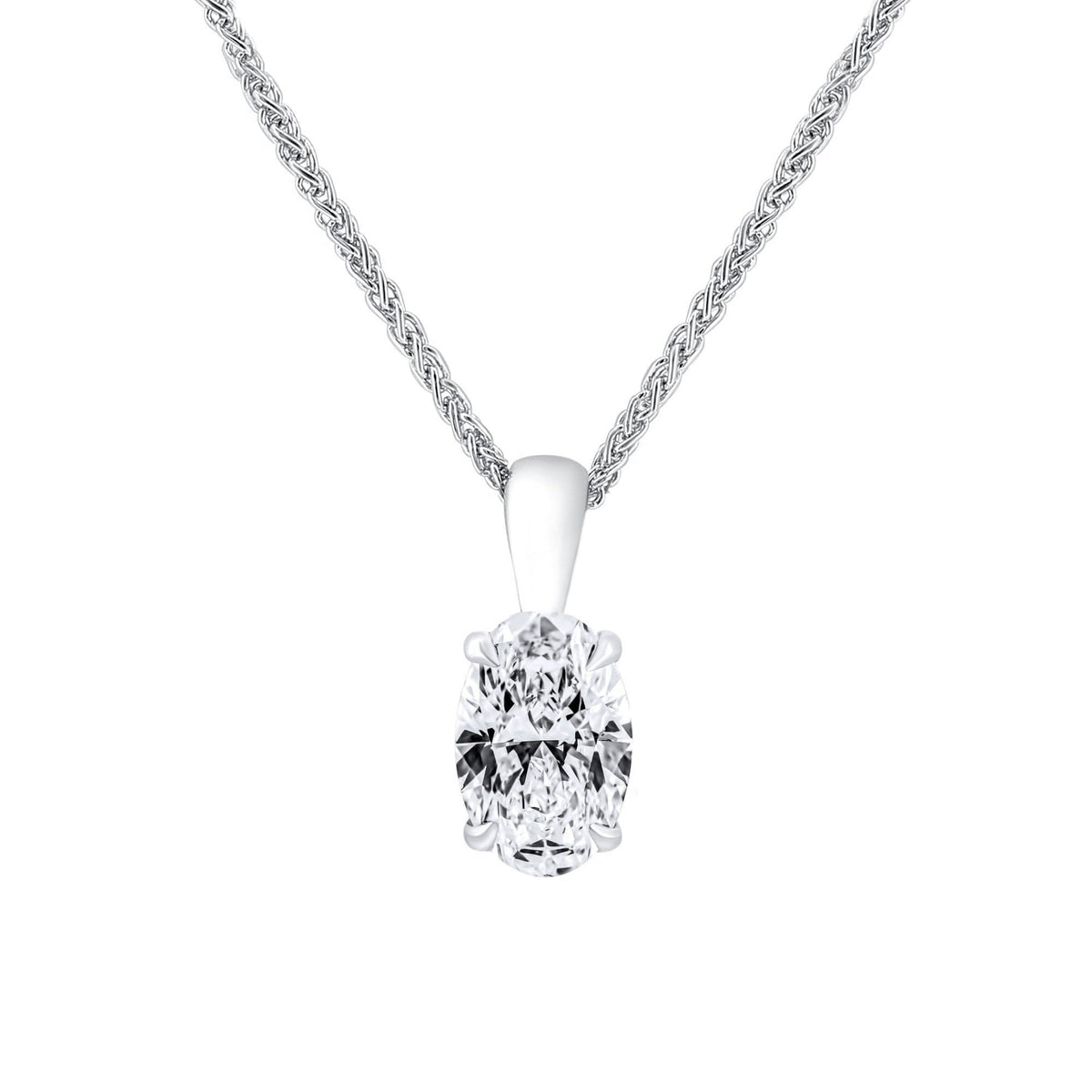 Lab grown platinum 1.50ct D VVS2 IGI oval cut diamond pendant