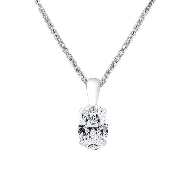Lab grown platinum 1.50ct D VVS2 IGI oval cut diamond pendant