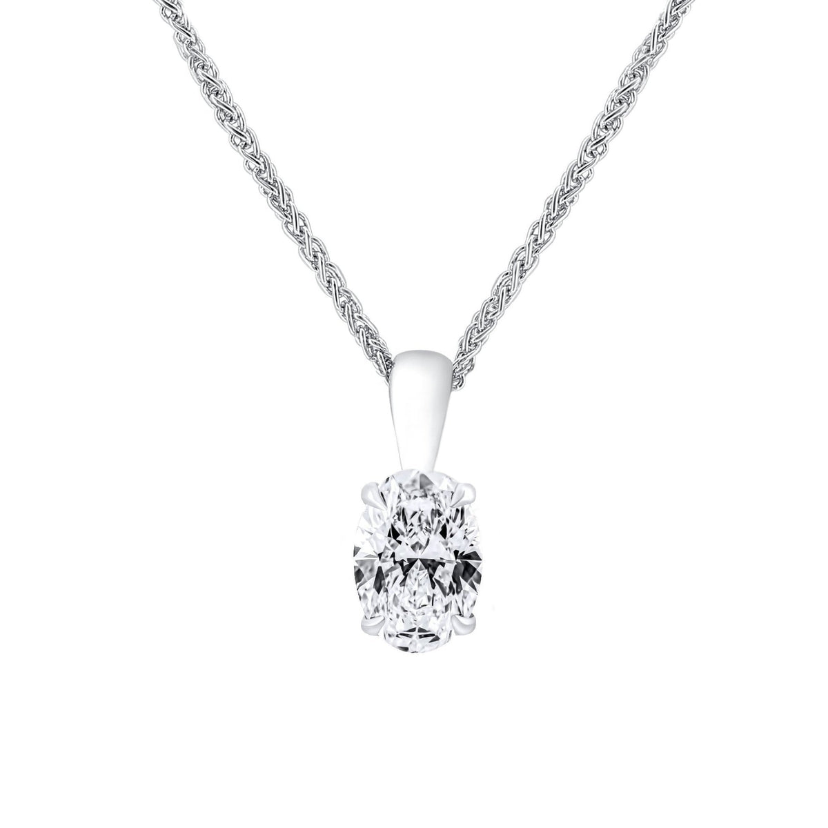 Lab grown platinum 1.02ct D VVS2 IGI oval cut diamond pendant