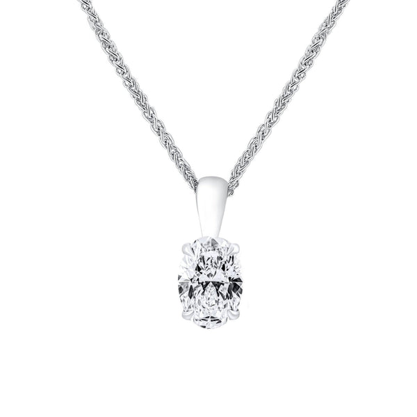 Lab grown platinum 1.02ct D VVS2 IGI oval cut diamond pendant