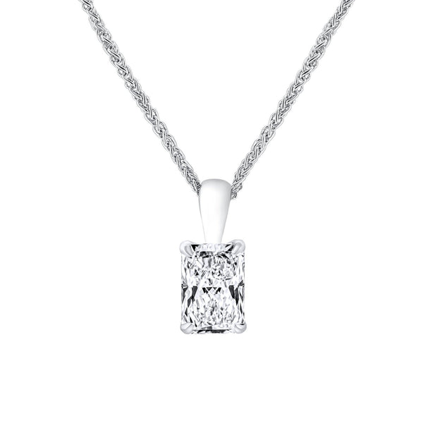 Lab grown platinum 1.53ct D VVS2 IGI radiant cut diamond pendant