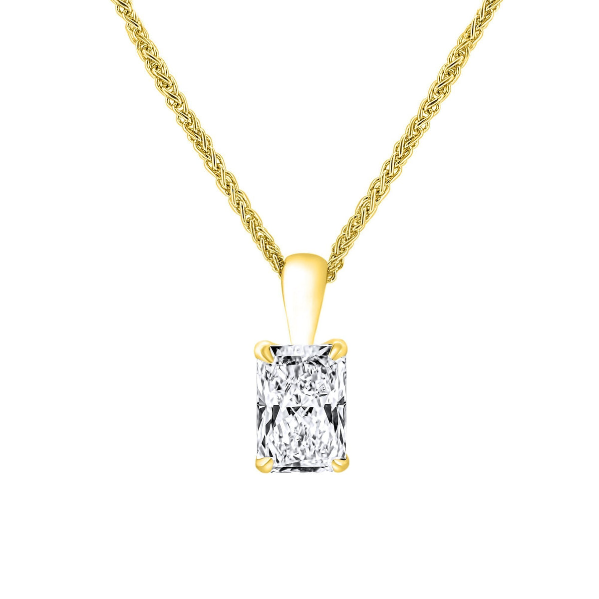 LG 18ct yellow gold 1.00ct D VVS2 radiant cut diamond pendant