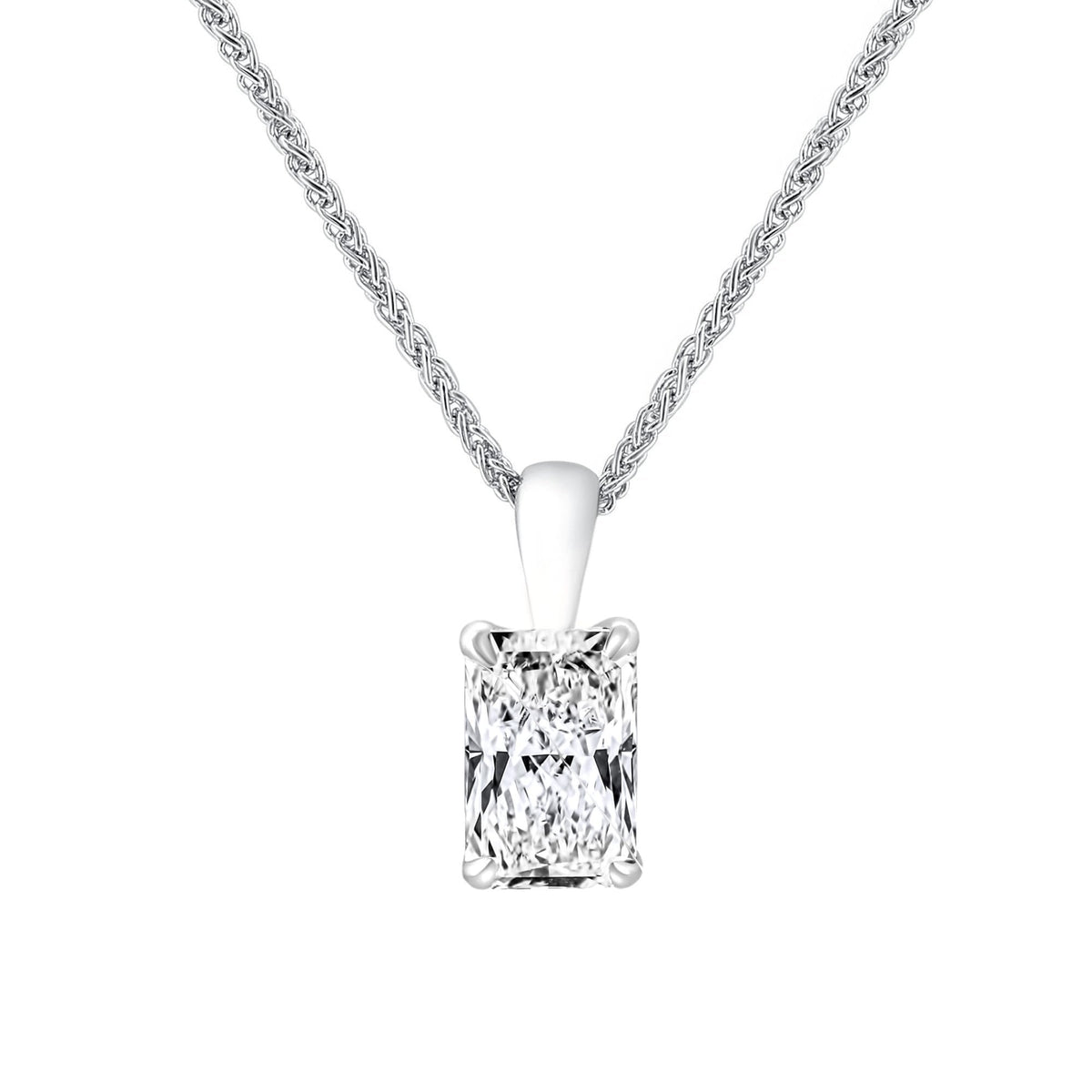 Lab grown platinum 2.01ct D VVS2 IGI radiant cut diamond pendant