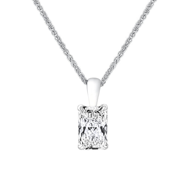 Lab grown platinum 2.01ct D VVS2 IGI radiant cut diamond pendant