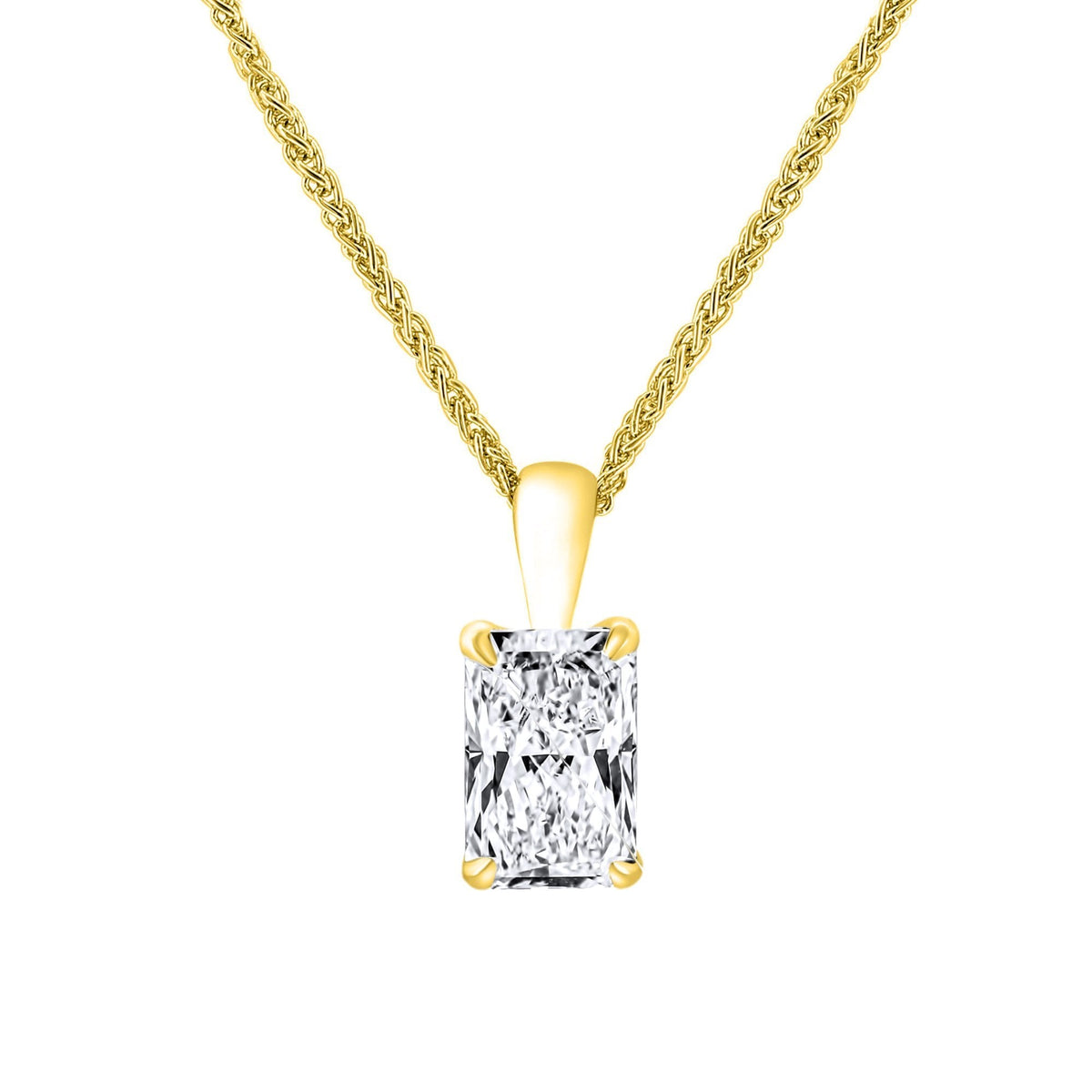 LG 18ct yellow gold 2.00ct D VVS2 radiant cut diamond pendant