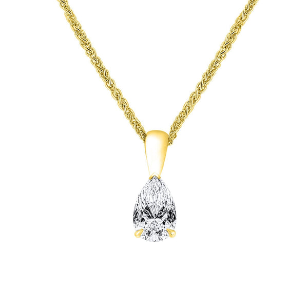 LG 18ct yellow gold 1.00ct D VVS2 IGI pear cut diamond pendant