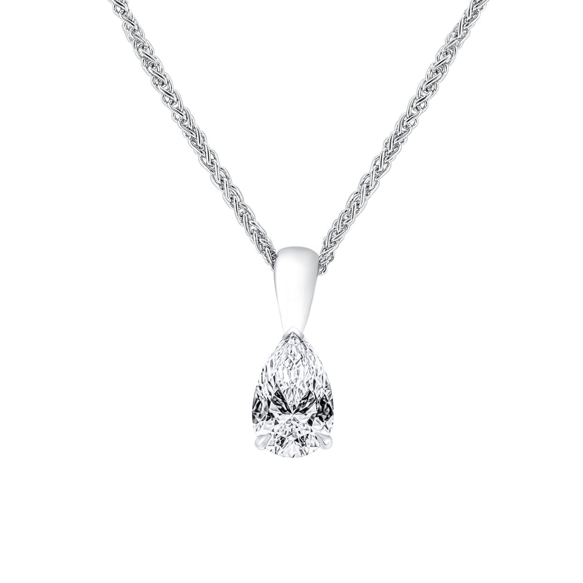 Lab grown platinum 1.02ct D VVS2 IGI pear cut diamond pendant