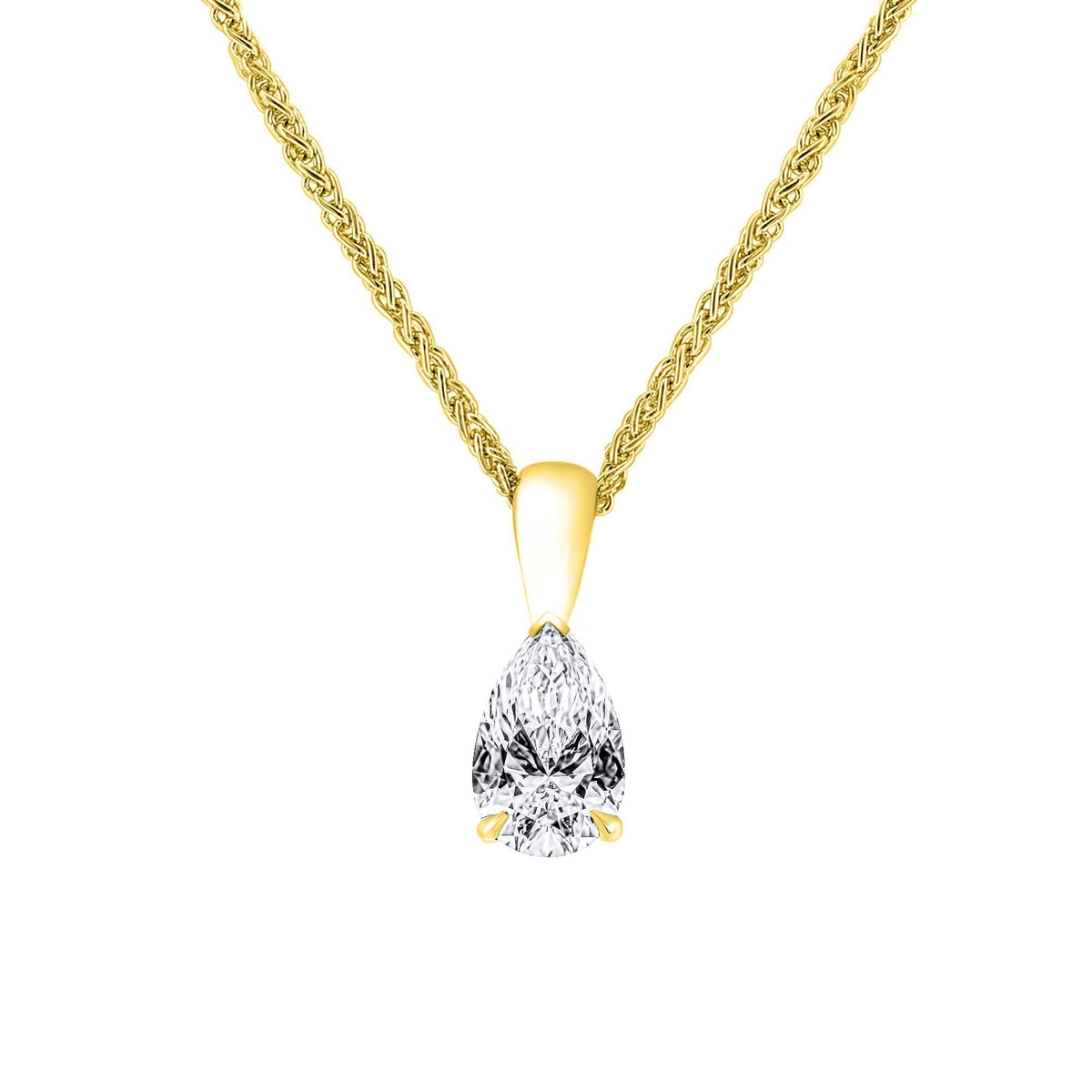 LG 18ct yellow gold 1.50ct D VVS2 IGI pear cut diamond pendant