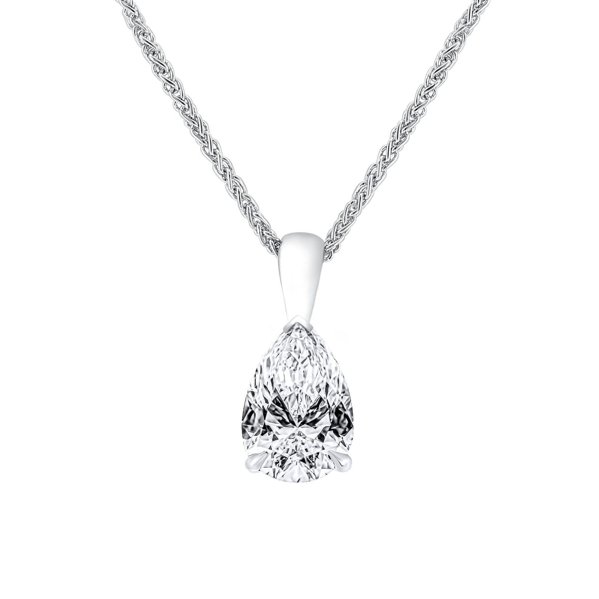 Lab grown platinum 3.07ct D VVS2 IGI pear cut diamond pendant