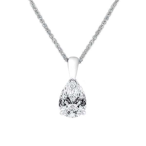 Lab grown platinum 3.07ct D VVS2 IGI pear cut diamond pendant