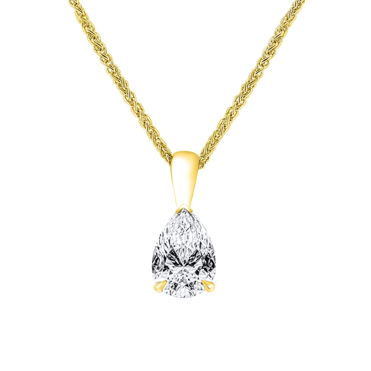 LG 18ct yellow gold 2.00ct D VVS2 IGI pear cut diamond pendant