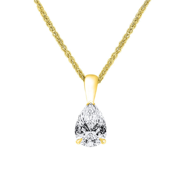 LG 18ct yellow gold 2.00ct D VVS2 IGI pear cut diamond pendant