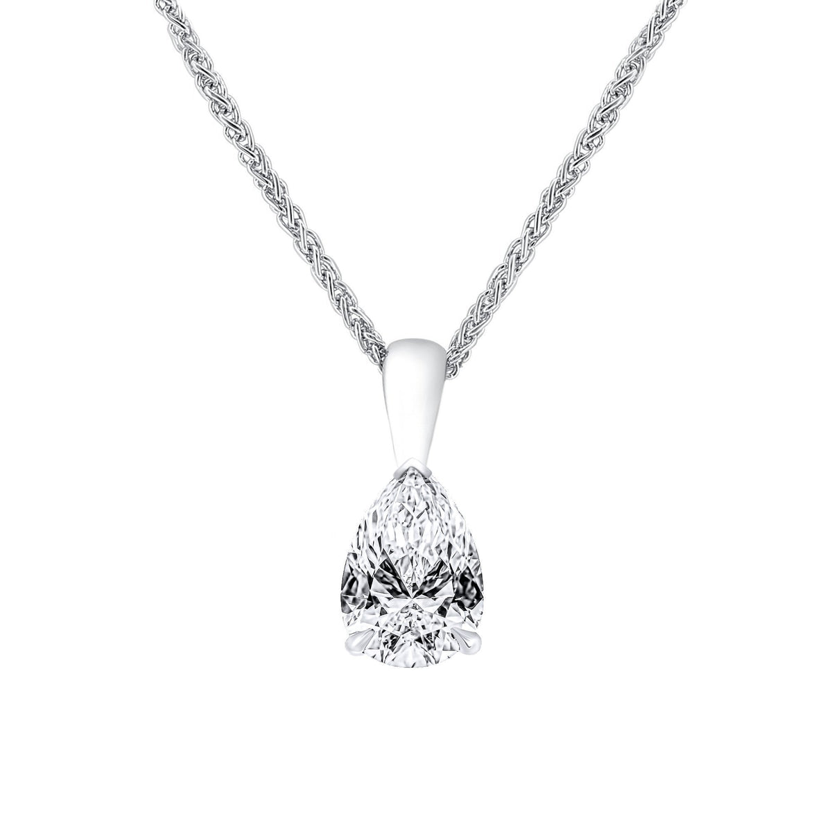 Lab grown platinum 2.01ct D VVS2 IGI pear cut diamond pendant