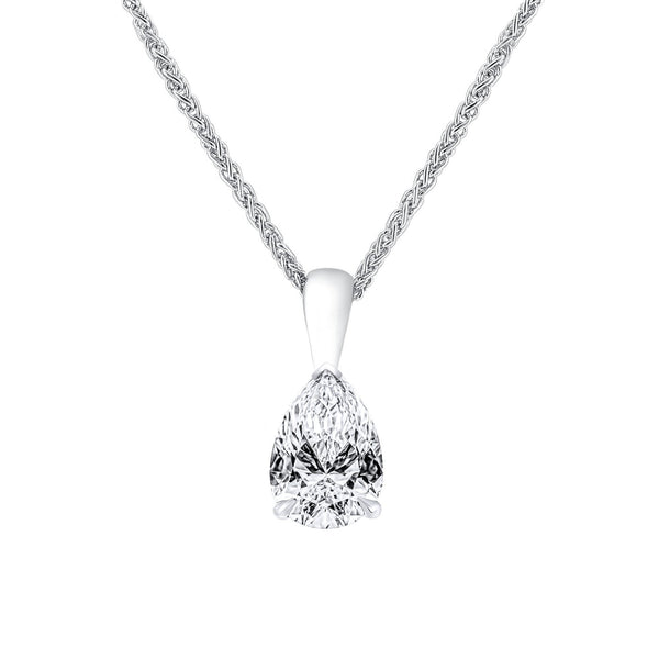 Lab grown platinum 2.01ct D VVS2 IGI pear cut diamond pendant