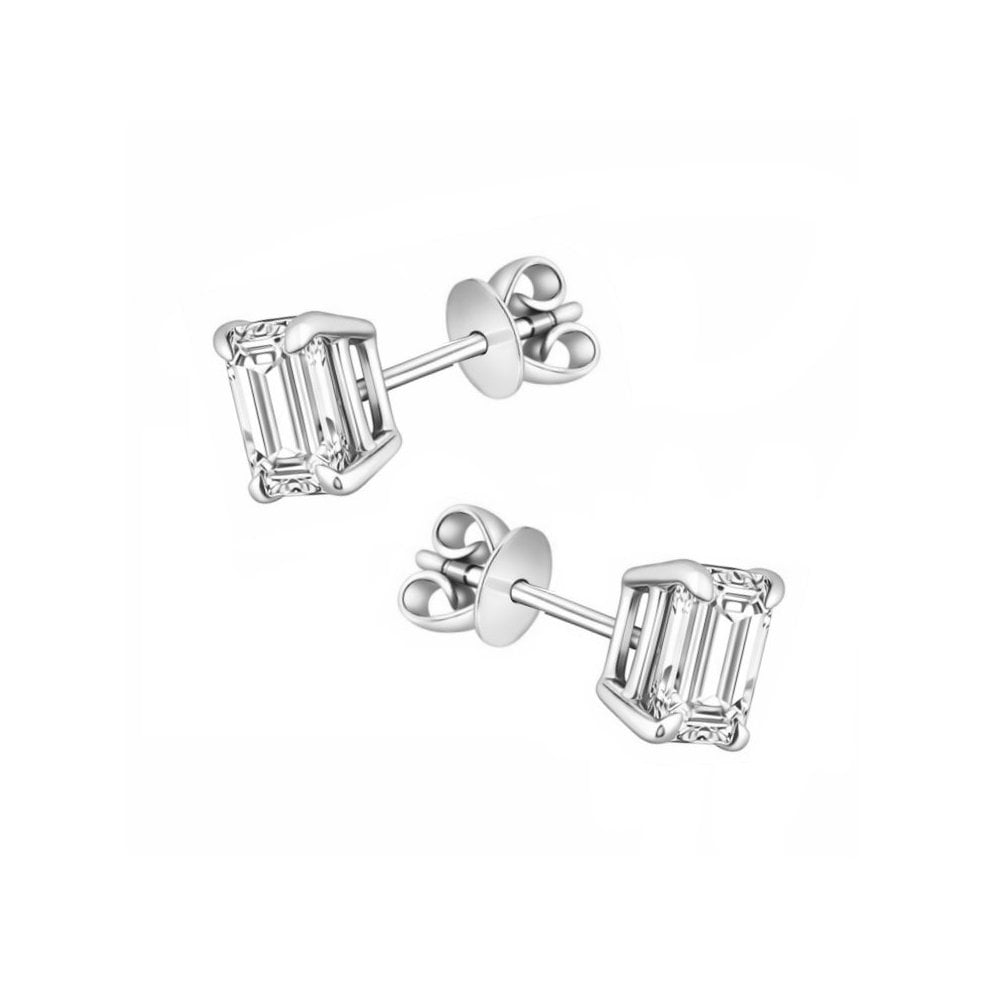 Lab grown platinum 1.12ct D VVS2 emerald diamond stud earrings