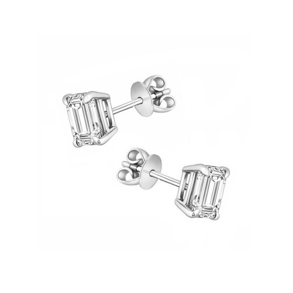 Lab grown platinum 1.54ct D VVS2 emerald diamond stud earrings