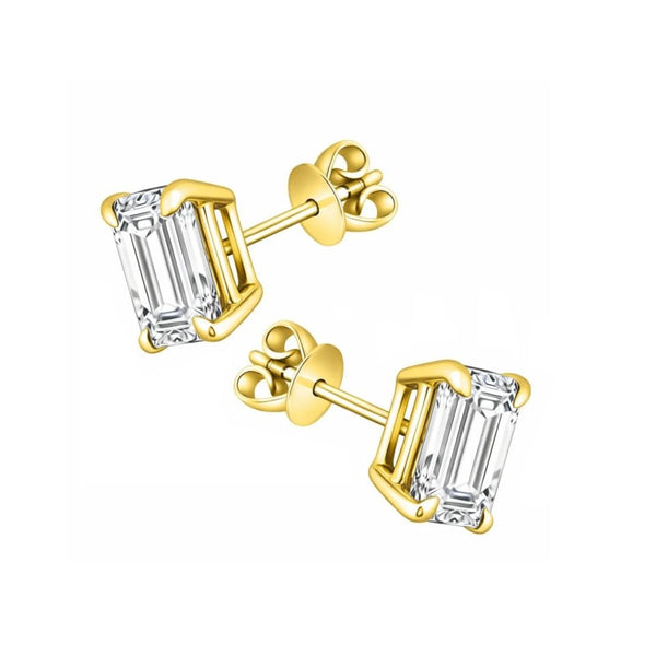LG 18ct yellow gold 3.00ct D VVS2 emerald diamond stud earrings