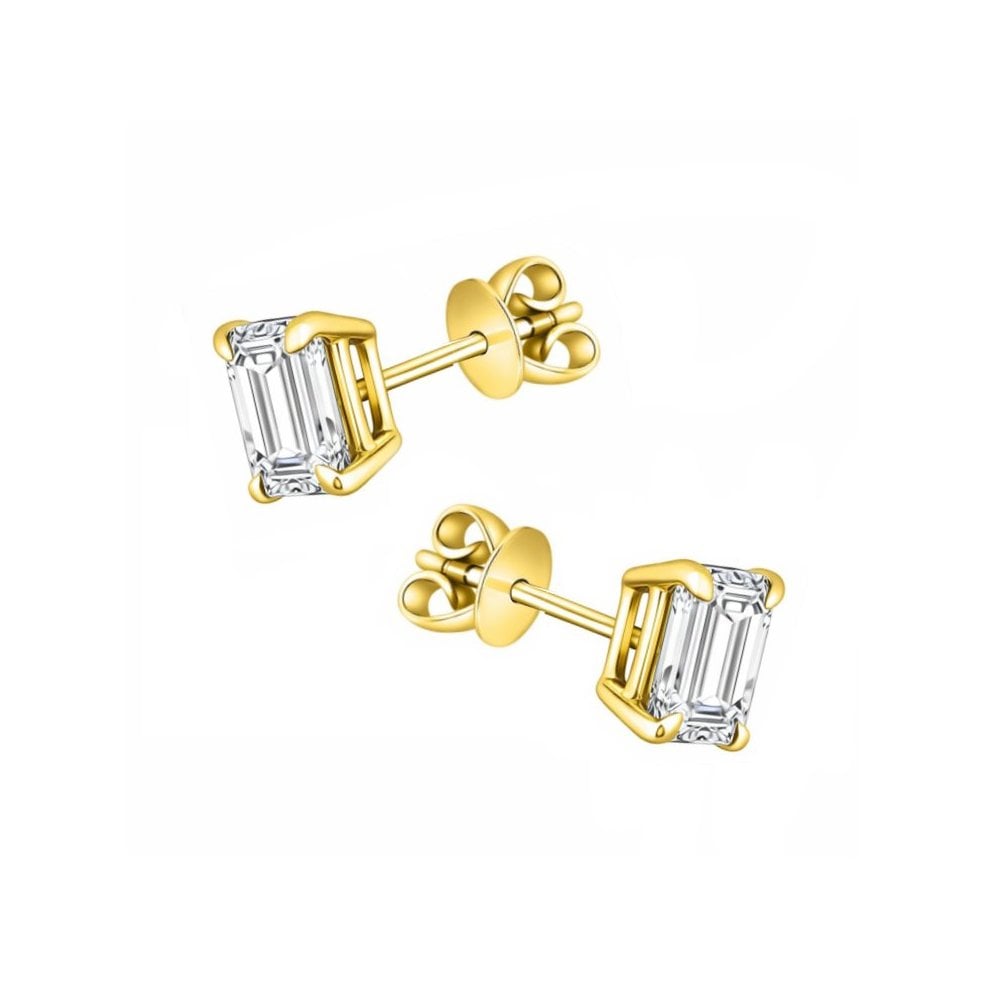LG 18ct yellow gold 1.50ct D VVS2 emerald diamond stud earrings