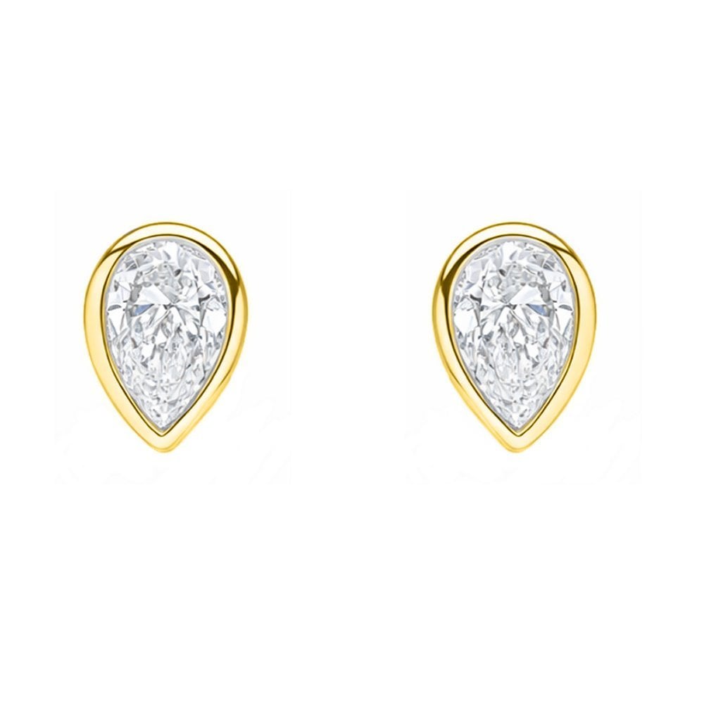 LG 18ct yellow gold 2.00ct D VVS2 IGI pear diamond stud earrings