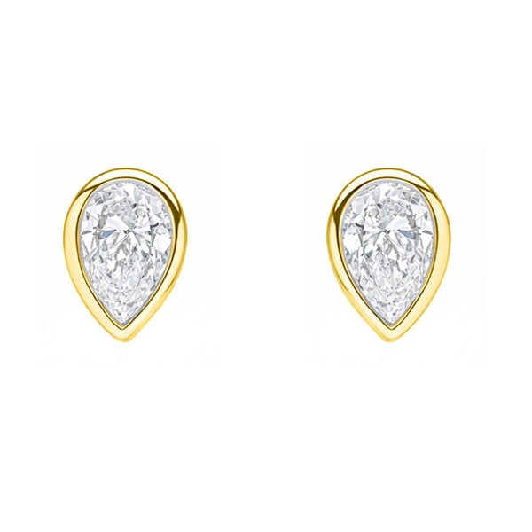 LG 18ct yellow gold 2.00ct D VVS2 IGI pear diamond stud earrings