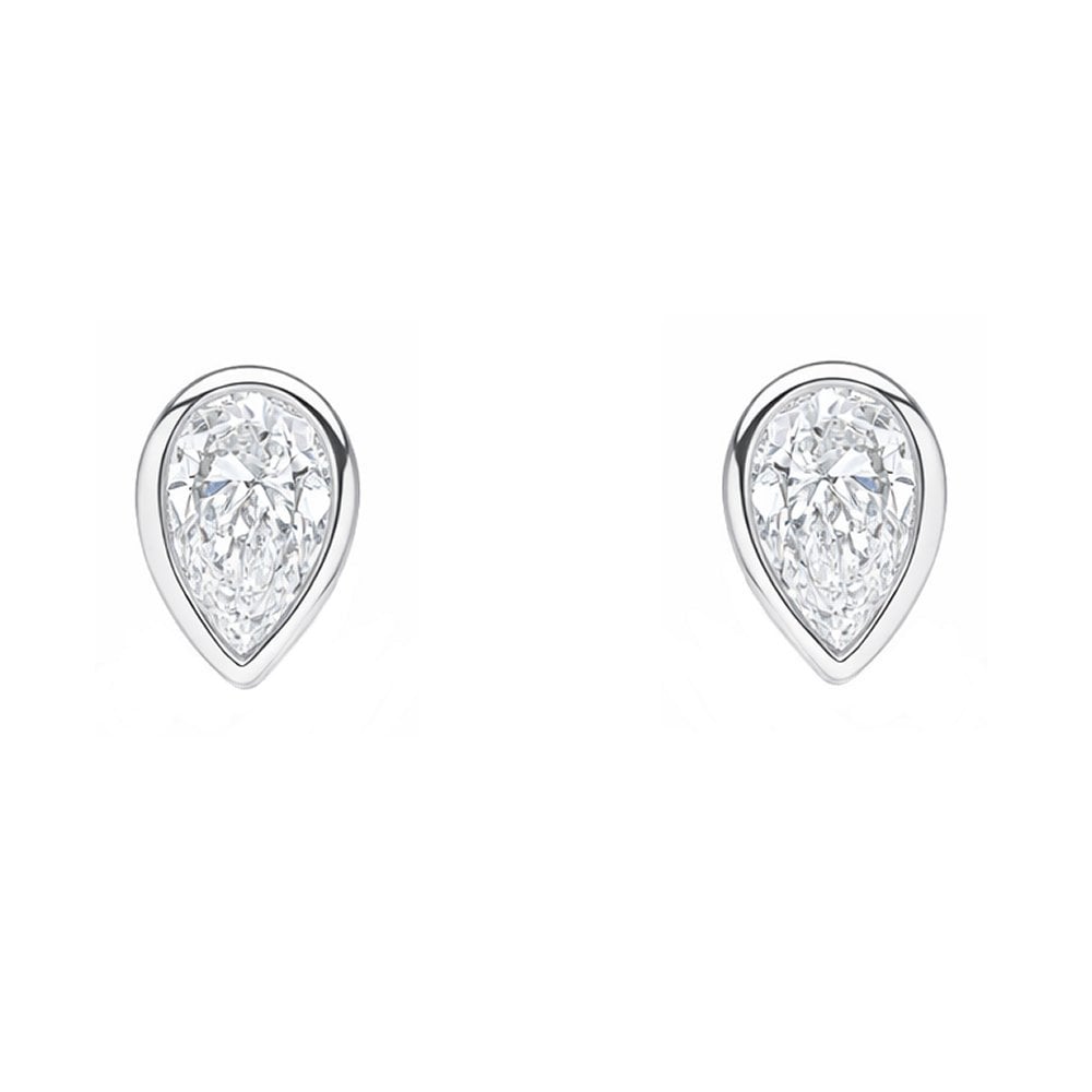 Lab grown platinum 1.00ct D VVS2 IGI pear diamond stud earrings