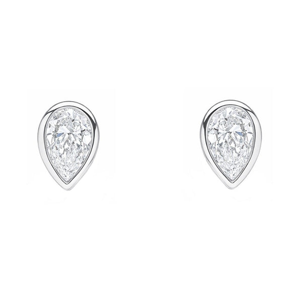 Lab grown platinum 1.00ct D VVS2 IGI pear diamond stud earrings