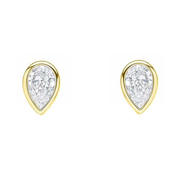 LG 18ct yellow gold 1.00ct D VVS2 IGI pear diamond stud earrings