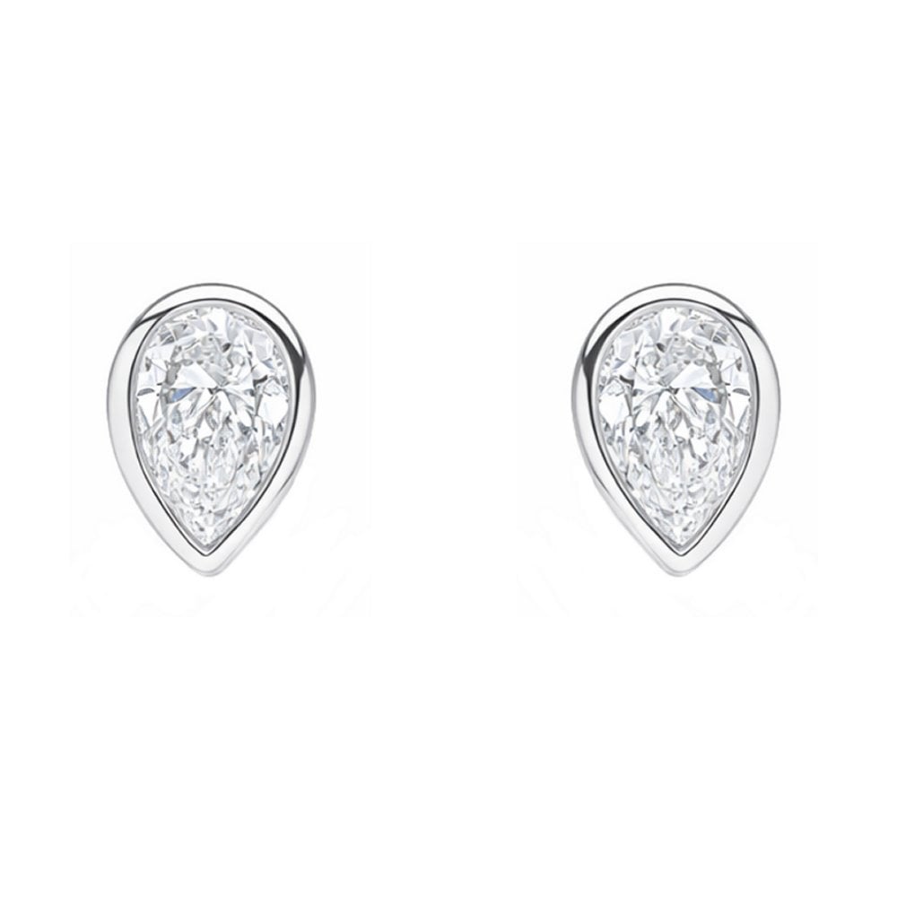 Lab grown platinum 2.00ct D VVS2 IGI pear diamond stud earrings