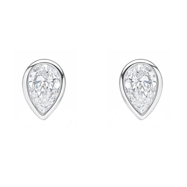 Lab grown platinum 2.00ct D VVS2 IGI pear diamond stud earrings