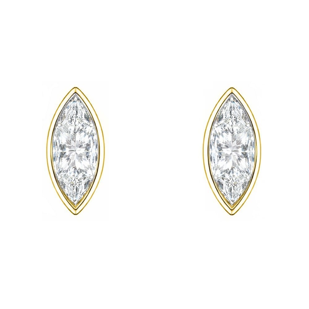 LG 18ct yellow gold 2.00ct D VVS2 marquise diamond stud earrings
