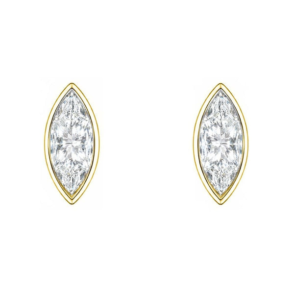 LG 18ct yellow gold 2.00ct D VVS2 marquise diamond stud earrings