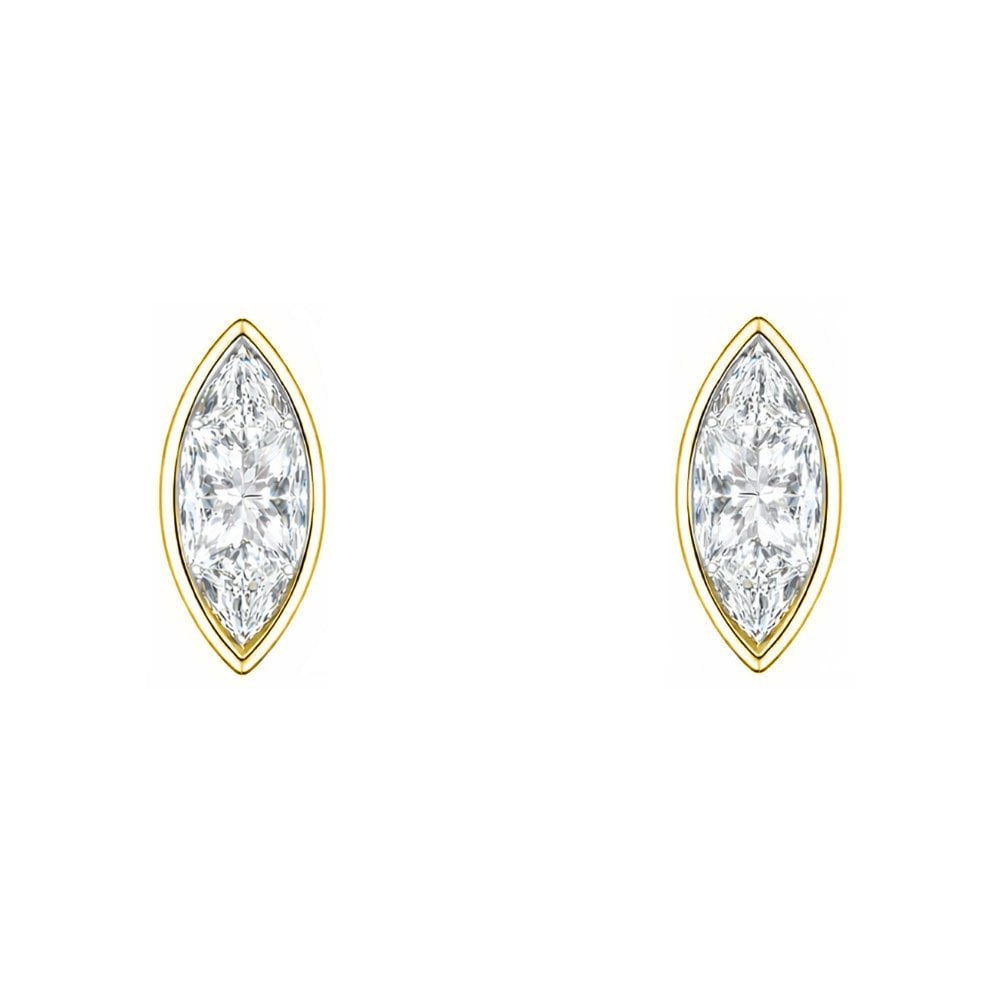 LG 18ct yellow gold 1.00ct D VVS2 marquise diamond stud earrings