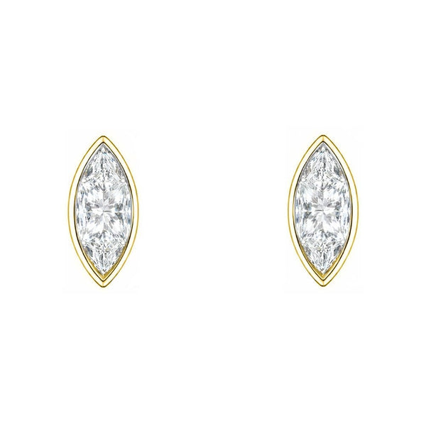 LG 18ct yellow gold 1.00ct D VVS2 marquise diamond stud earrings