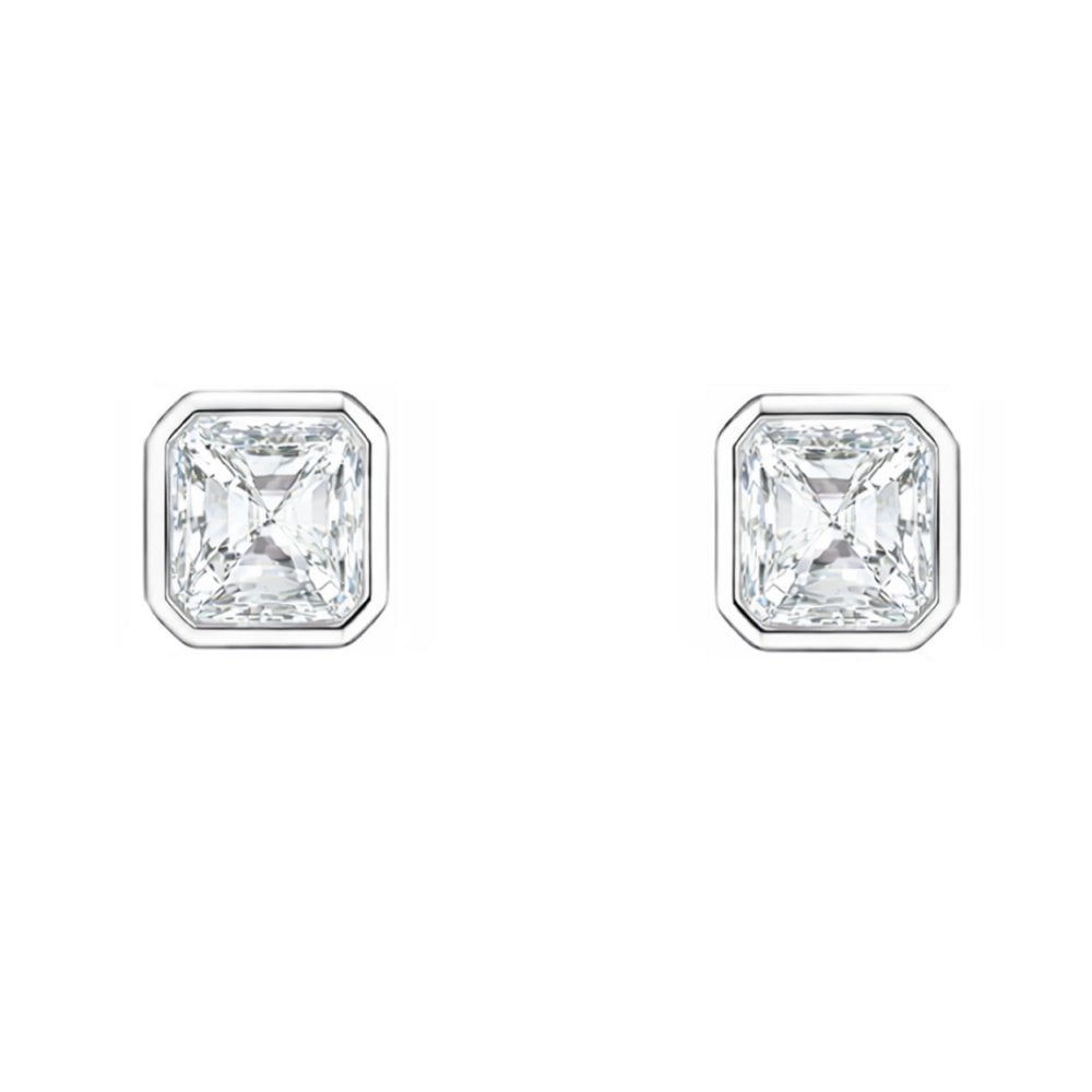 Lab grown platinum 1.00ct D VVS2 asscher diamond stud earrings