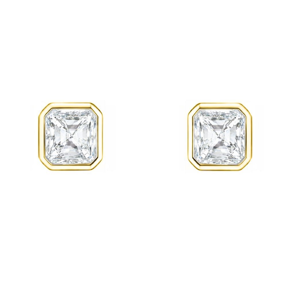 LG 18ct yellow gold 1.00ct D VVS2 asscher diamond stud earrings