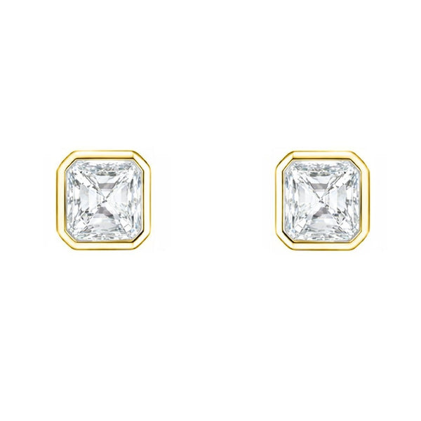 LG 18ct yellow gold 1.00ct D VVS2 asscher diamond stud earrings