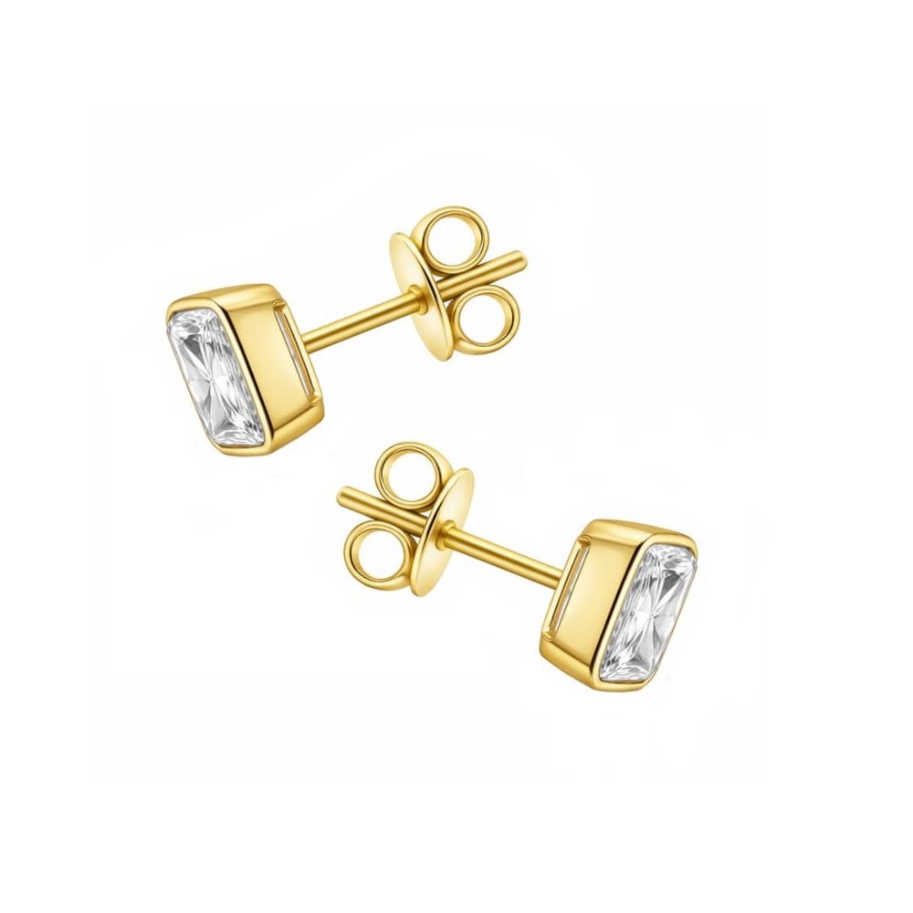 LG 18ct yellow gold 1.00ct D VVS2 asscher diamond stud earrings