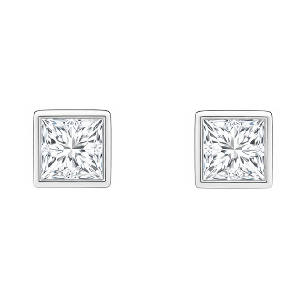 Lab grown platinum 2.00ct D VVS2 princess diamond stud earrings