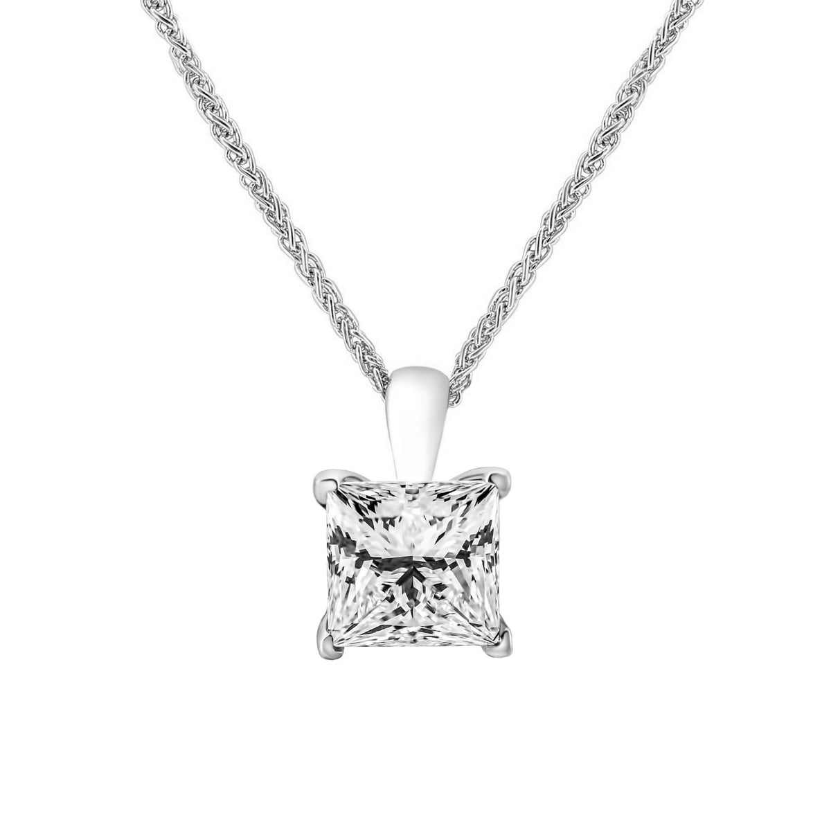 Lab grown platinum 3.02ct D VVS2 princess cut diamond pendant